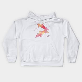 Peach Sea Dolphins Kids Hoodie